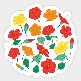 Hibiscus Circle Sticker